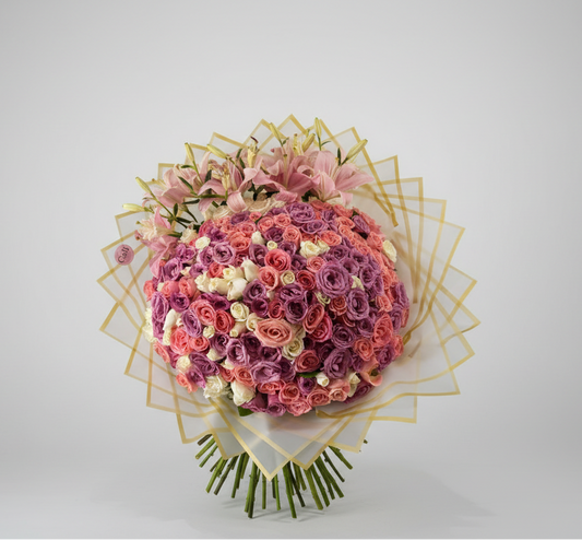 Arreglo floral de rosas rosas - 10