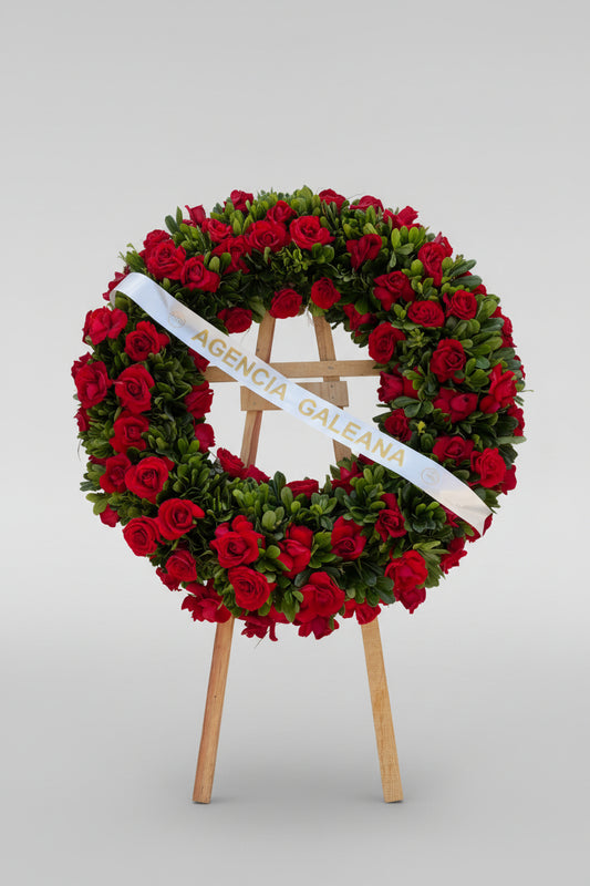 Corona rosas rojas